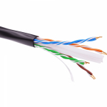 Кабель витая пара кат. 6 неэкранированный U/UTP, 4 пары, светостабилизированный ПЭ, цвет внешней оболочки черный, коробка 305 м Кабель витая пара кат. 6 неэкранированный U/UTP, 4 пары, светостабилизированный ПЭ, цвет внешней оболочки черный, коробка 305 м