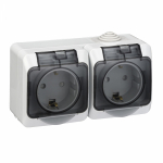 Розетка 2гн с З/К с крыш. шторки о/у серый 16А IP44 Этюд Systeme Electric  (1/7)