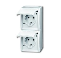 Розетка SCHUKO 16А 250В IP44, двойная вертикальная, для открытого монтажа, серия ocean, цвет альпийский белый Розетка SCHUKO 16А 250В IP44, двойная вертикальная, для открытого монтажа, серия ocean, цвет альпийский белый