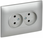 Розетка 2гн без З/К шторки с/у серебряный в сборе 10А SK-R09S SKANDY IEK (1/10/100)