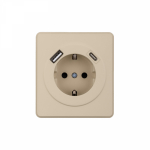 Розетка ROUND 1-ая с/з с/у з/ш 16А с USB A+C быстрой зарядки 5В/3А шелк KRANZ Розетка ROUND 1-ая с/з с/у з/ш 16А с USB A+C быстрой зарядки 5В/3А шелк KRANZ