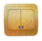Выключатель 2кл с подсв с/у дуб IP20 Mimoza Makel (1/12/120)