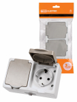 Розетка 2гн с З/К с крыш. о/у серый горизонтальная 16А IP54 Вуокса TDM (5)