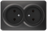 Розетка 2гн без З/К о/у антрацит 16А IP20 11-2202-05 Эксперт ЭРА (1/18)