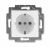 Розетка с заземлением со шторками, Levit, белый/ледяной