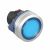 Головка кнопки плоская прозрачная с фиксацией, синяя, алюминий