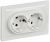 Розетка 2гн с З/К шторки с/у белый в сборе 16А РСш12-3-БрБ BRITE IEK (1/10/100)