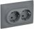 Розетка 2гн с З/К шторки с/у серый в сборе 16А SK-R07Gr SKANDY IEK (1/10/100)