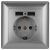 Розетка Intro Solo 4-410-03 с заземлением P+E Schuko со шторками, 16А-250В + 2хUSB, IP20, СУ, алюминий Розетка Intro Solo 4-410-03 с заземлением P+E Schuko со шторками, 16А-250В + 2хUSB, IP20, СУ, алюминий