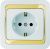 Розетка 1гн с З/К с/у белый вставка золото керамика 16А Mimoza Makel (1/12/120)