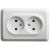 Розетка угловая 2гн без З/К о/у белый 16А IP20 Этюд Systeme Electric