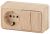 Блок розетка с выключателем Intro Quadro 2-702-11 двойным горизонтальный 10(16)А-250В, IP20, ОУ, сосна